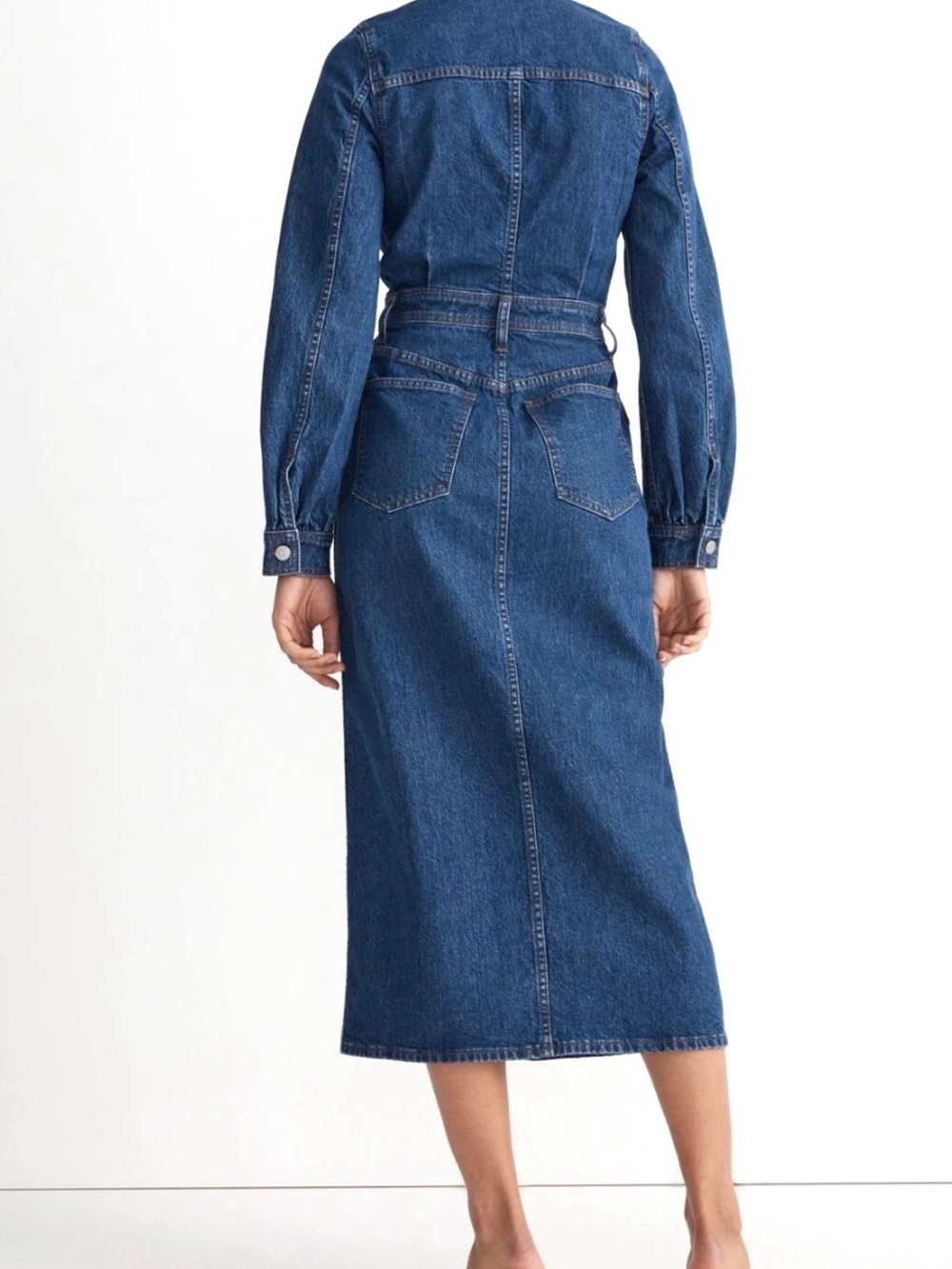 Madewell Denim Midi Shirtdress Size 2 Glissan Wash Heavyweight Cotton Dress NWOT - Picture 10 of 15